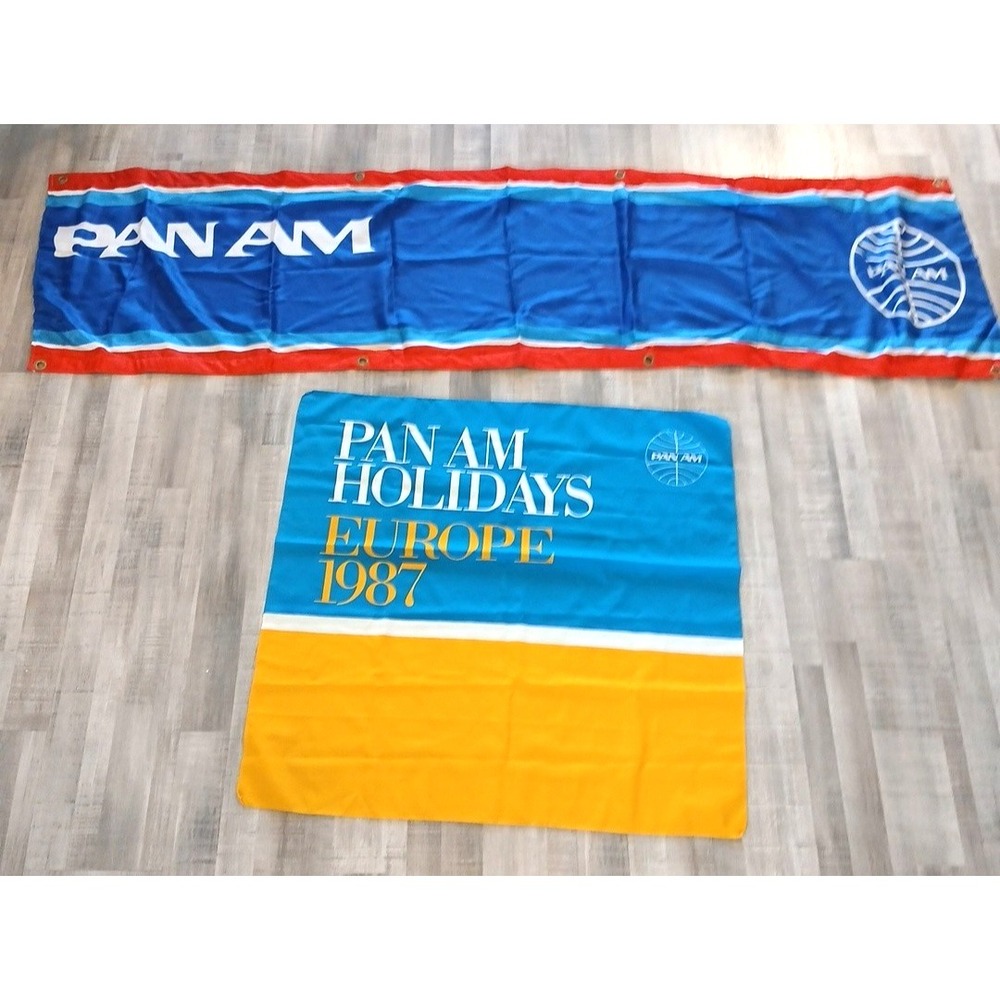 Vintage Pan Am Large Banner Advertisement Sign PAA Airline 1987 Holidays lot 2